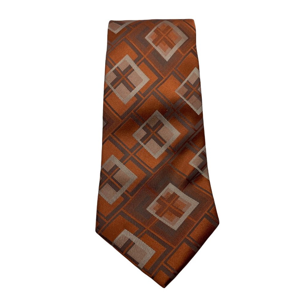 Geoffrey Beene | Men's Orange Geometric Silk Neck Tie
